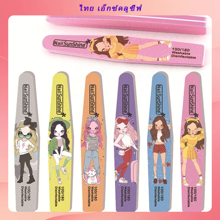 ฟองน้ําขัดเงา แบบสองด้าน พิมพ์ลายการ์ตูนเด็กผู้หญิง สําหรับขัดไฟล์