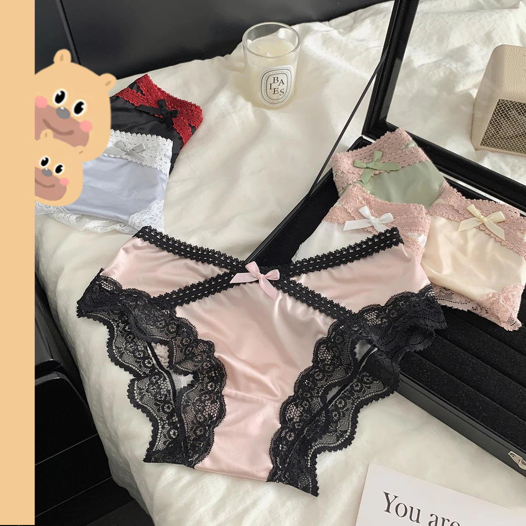 🎀bearbra🎀โบว์ลูกไม้ ผ้าซาติน สไตล์นักเรียนเกาหลีไม่รับเปลี่ยนสีในแชท ถูกที่สุดในโลก น่ารัก Cute