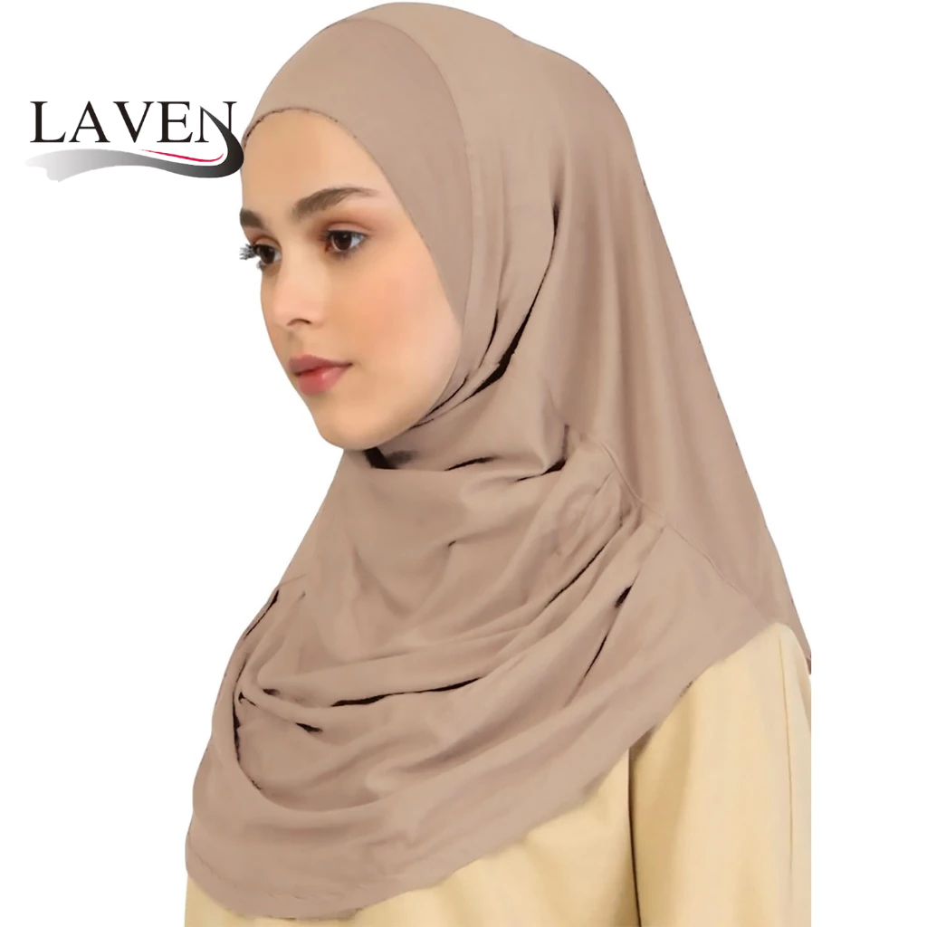 Laven ขนาดใหญ่ยืดหยุ่น Crinkle ภายใน Hijab ผู้หญิงคริสตัลผ้าลินิน Instant Hijab ยืดมุสลิม Hijab Undercap