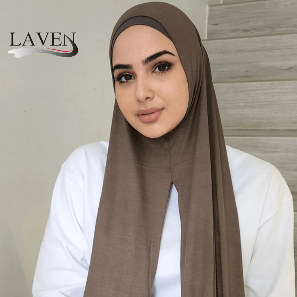 Laven ใหม่ธรรมดายืดหยุ่น jersey ผ้าพันคอนุ่มทันที hijab ผ้าคลุมไหล่ผู้หญิงผ้าฝ้าย jersey ผ้าคลุมไหล่มุสลิม Tudung