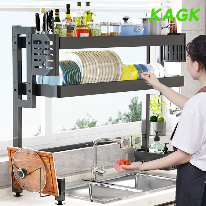 【KAGK】ชั้นวางจานสแตนเลส 1/2ชั้น 65-125cm ชั้นเก็บของในครัว ที่คว่ำจาน อ่างล้างจาน ชั้นวางที่ล้างจา