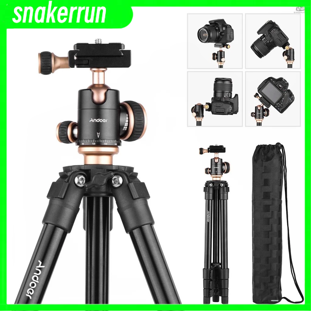 💥Andoer Q160SA ขาตั้งกล้องสามขา พร้อมหัวบอลพาโนรามา ปรับระดับความสูงได้ แบบพกพา สําหรับกล้องดิจิทัล 