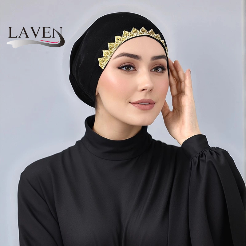 Laven Plain Leaf Diamond Modal Inner Hijab Tube Cap Bottoming Hijab Elastic Cotton Hijab Undercap