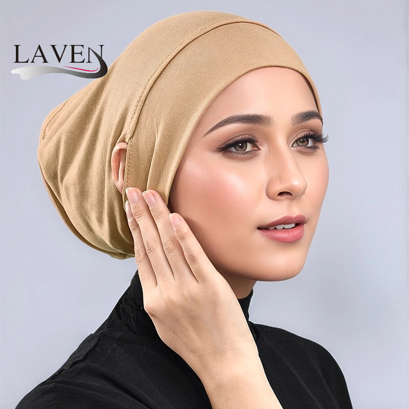 Laven ธรรมดายืดหยุ่น Jersey ภายใน Hijab หูหลุมด้านใน Tuung มุสลิม Headscarf ผู้หญิง Instant Hijab Tube Undercap