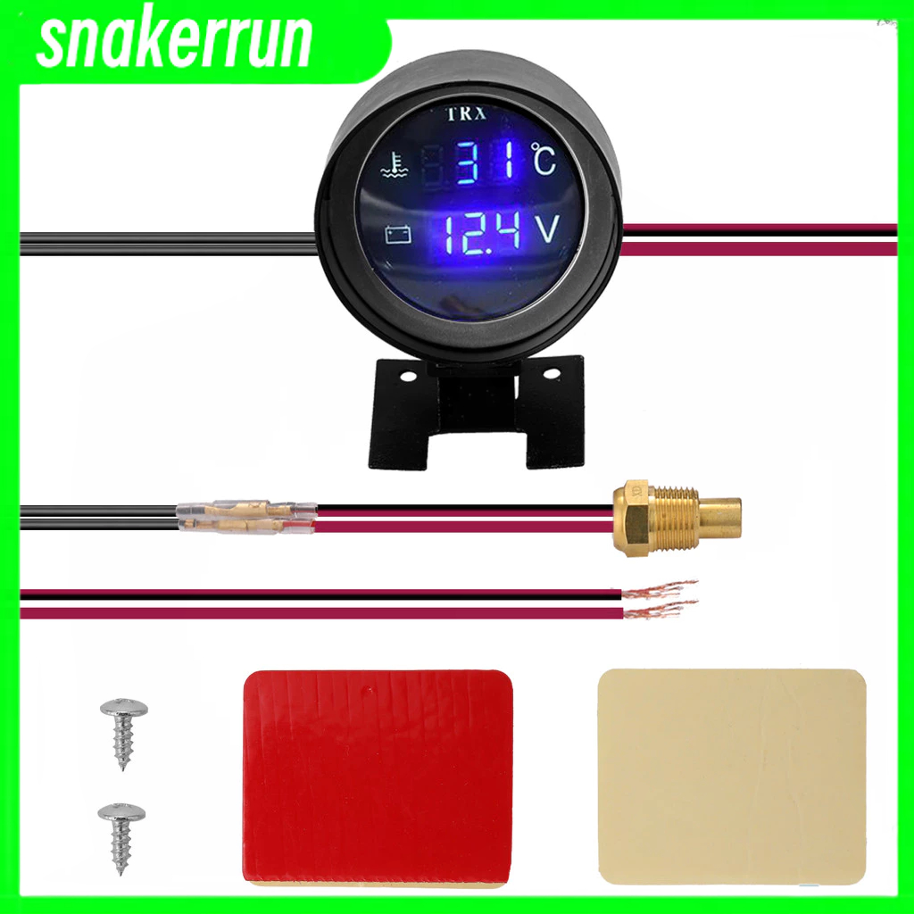 2 in 1 LED เกจวัดอุณหภูมิหม้อน้ำ 12V 24V โวลต์มิเตอร์ เกจวัดความร้อน Car Gauge