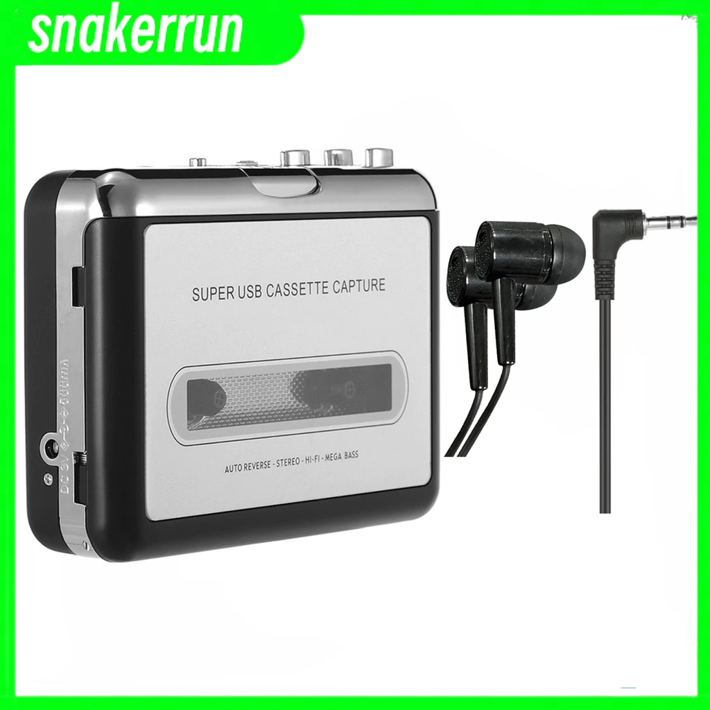 เทปคาสเซ็ท ตัวแปลง USB Cassette Capture Cassette Tape-to-MP3 เป็นคอมพิวเตอร์คุณภาพเสียงไฮไฟเครื่องเล่นเพลงเสียง พร้อมหูฟัง