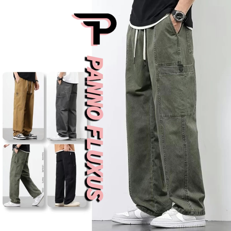 Pannofluxus กางเกงคาร์โก้ผู้ชาย แฟชั่นใหม่อเมริกัน high street หลวมสบายๆคุณภาพสูงกางเกงสินค้าแบรนด์อินเทรนด์