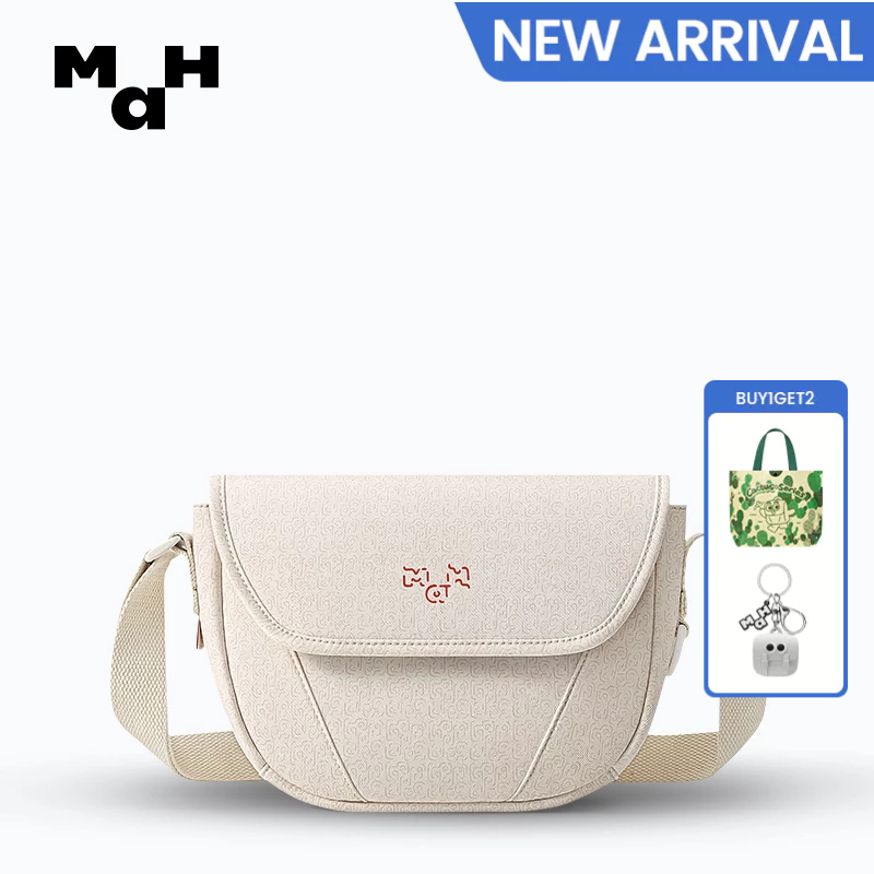 Mah 3289 Snake Shadow Series Young Travel Waterproof Farbic White Crossbody Bag 3L