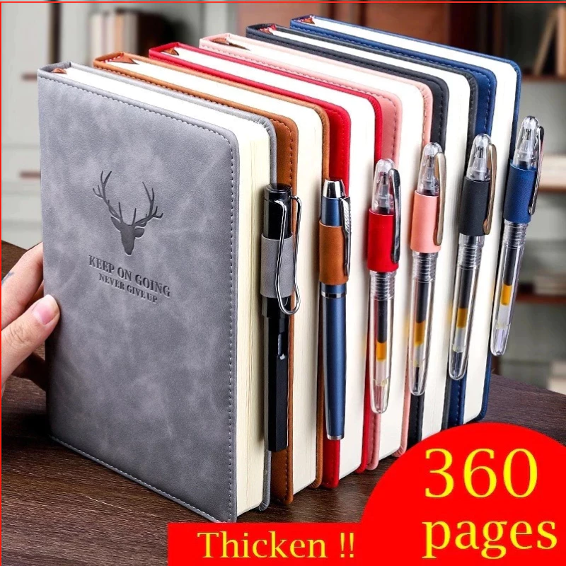 สมุดโน๊ต A5 กระดาษ 100GSM ปกหนัง PU 360 หน้า ถนอมสายตา