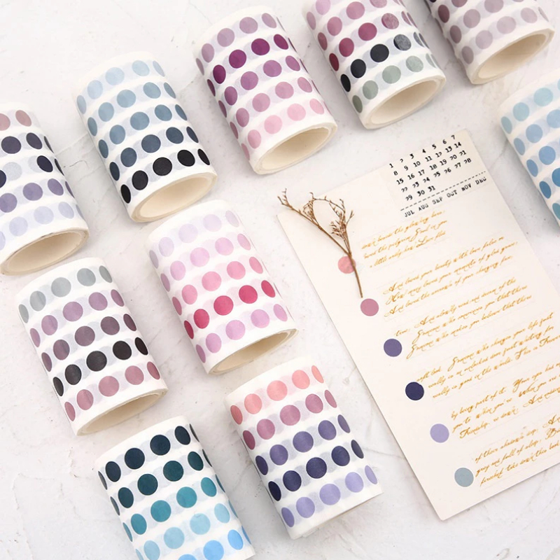 เทปสติ๊กเกอร์ Washi ทรงกลมหลากสีสัน Diy สําหรับตกแต่งสมุดภาพ