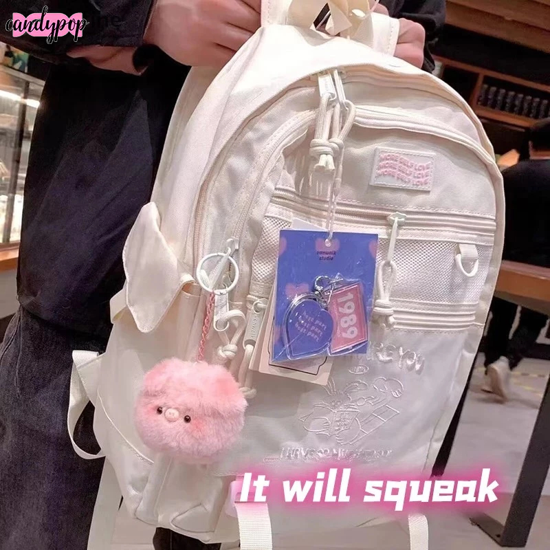 🍭Candy🍭ลูกอมป๊อป น่ารัก หัวหมูน้อยน่ารักกระเป๋าเป้สะพายหลังอุปกรณ์จี้การ์ตูนตุ๊กตาพวงกุญแจสร้างสรรค์แฟชั่นรถพวงกุญแจจี้ของขวัญหนึ่ง