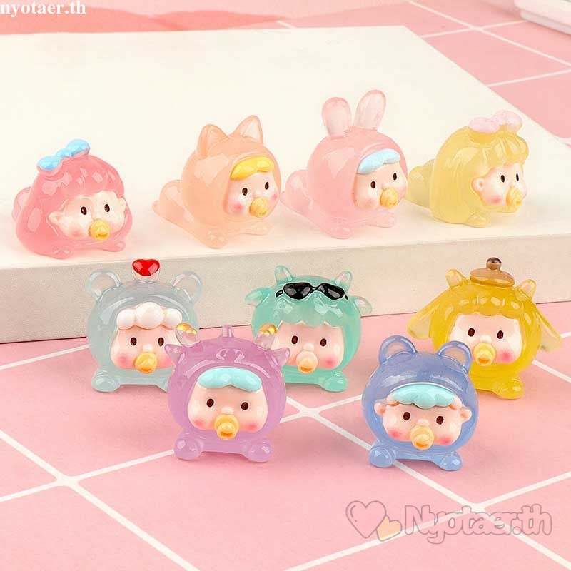 🌷การ์ตูนตลก Luminous Mini ตุ๊กตา Micro ภูมิทัศน์ตกแต่ง Miniature Figurines Creative DIY อุปกรณ์ตกแต่งบ้านของขวัญ
