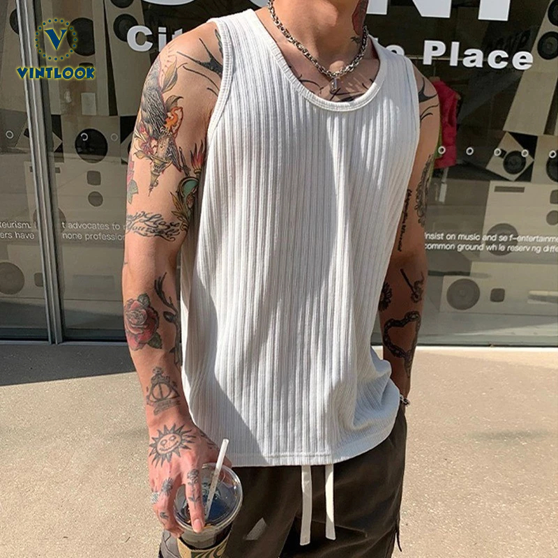 วิทลุค เสื้อแขนกุดลําลอง เสื้อกล้ามกีฬาสไตล์เกาหลีสําหรับผู้ชาย