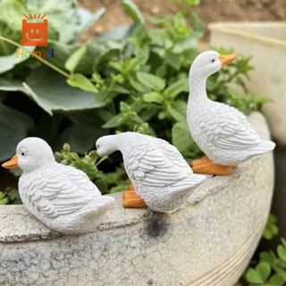 [Homyl1] 3 ชิ้นเป็ดจิ๋วตุ๊กตาเรซิ่นกระถางดอกไม้ตกแต่งสําหรับ…