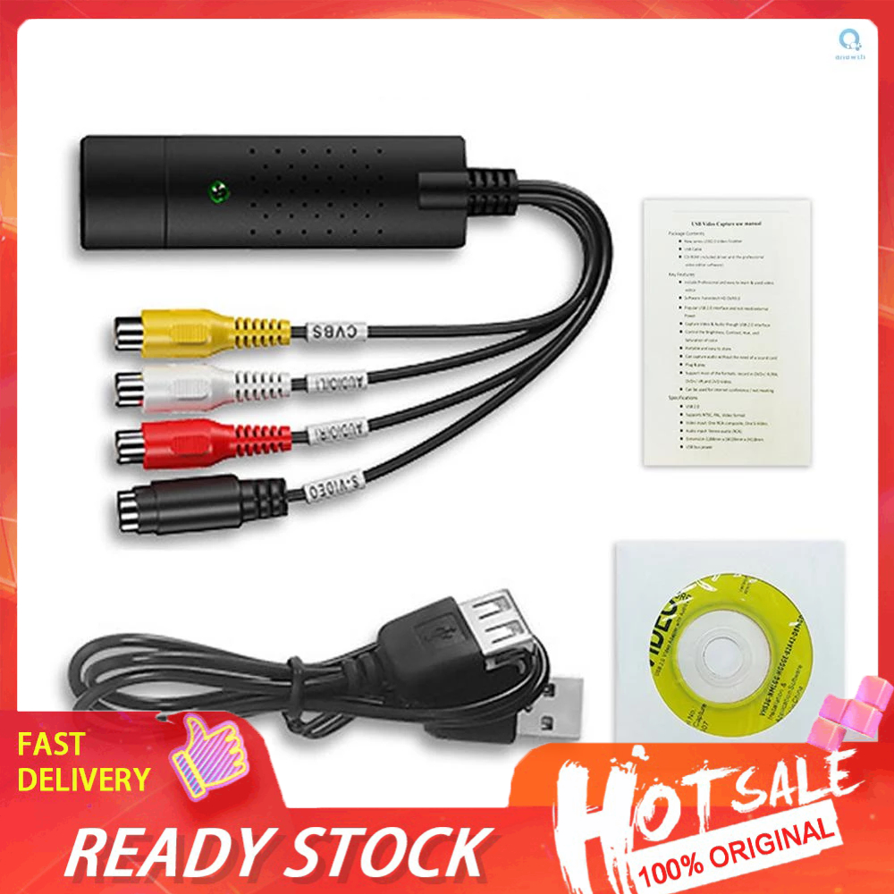 ตัวแปลงวิดีโอ VHS เป็นดิจิทัล USB 2.0 การ์ดจับภาพเสียง VHS Box VHS VCR TV เป็นตัวแปลงดิจิทัล รองรับ 