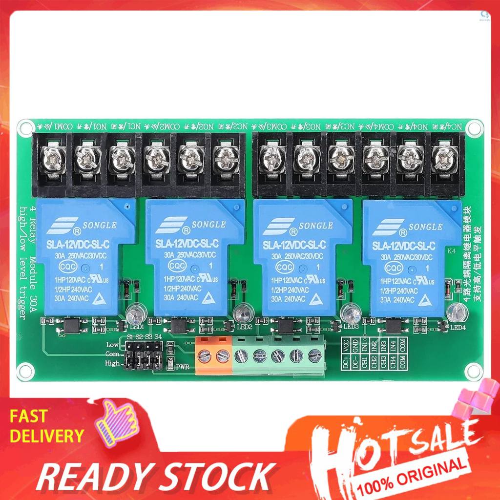[NewTools] โมดูลรีเลย์ 4 ช่อง 30A พร้อมออปโต้คัปเปลอร์ รองรับ 5V 12Volt 24Volt