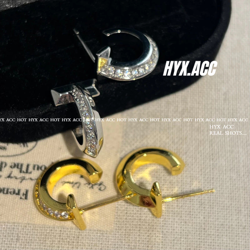 ต่างหูผู้หญิง High-end Simple Shiny Zircon [T] ต่างหู