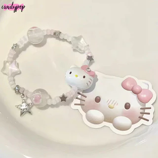🍭Candy🍭Hello Kitty สร้อยข้อมือเชือกดึงทอมือการ์ตูน Hello Kitty