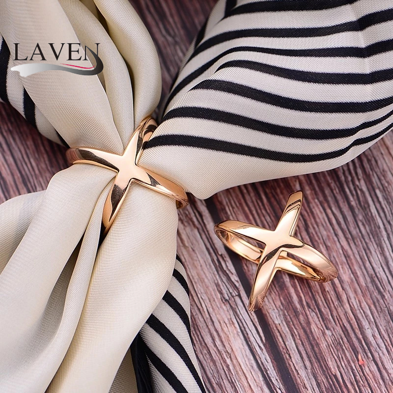 Laven ผ้าคลุมไหล่ Simple เข็มกลัดผ้าพันคอแหวนหัวเข็มขัดตกแต่งผ้าพันคอผ้าไหมแหวนมุสลิมผู้หญิงแฟชั่นผ้าพันคออุปกรณ์เสริม