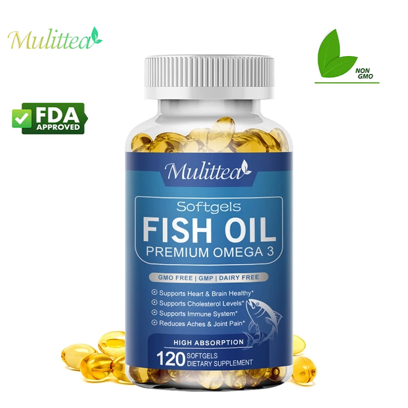 Mulittea Triple Strength 1000Mg Fish Oil + Omega 3+ EPA + แคปซูล DHA รองรับ Heart & Brain Healthy ระดับ Cholesterol