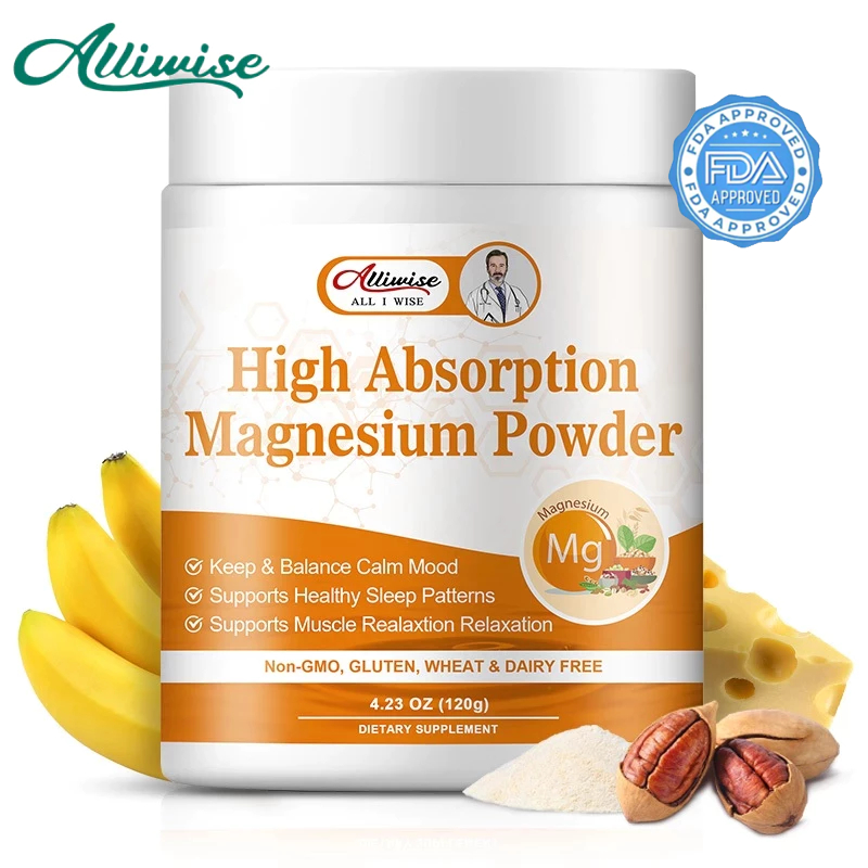 Alliwise Magnesium Powder 680MG Magnesium Complex อาหารเสริมพร้อม Citrate Glycinate, Citrate, Oxide 