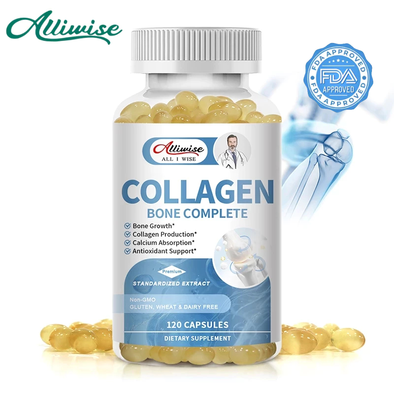Alliwise คอลลาเจนกระดูก เสริมครบ กระดูกขั้นสูง คอลลาเจนทะเล พร้อมแคลเซียม แมกนีเซียม วิตามิน เพื่อสุขภาพข้อต่อ กระดูก ผิวหนัง และเล็บ