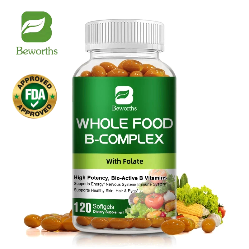 Beworths วิตามินบีคอมเพล็กซ์ แคปซูล อาหารเสริมทั้งหมด B2, B6, B12 สําหรับความเครียด, พลังงานและเสริมภูมิคุ้มกัน
