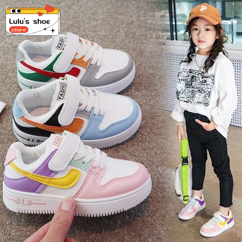 QQS259 รองเท้าผ้าใบลําลอง พื้นนิ่ม ส้นแบน สําหรับเด็กผู้หญิง และนักเรียน อายุ 4-14 ปี 2023