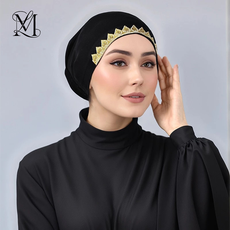 Lovosme Plain Leaf Diamond Modal Inner Hijab Tube Cap Bottoming Hijab Elastic Cotton Hijab Undercap