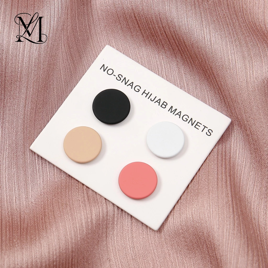 Lovosme 4 ชิ้น/ถุงที่มีสีสัน Strong Magnetic Pins หัวเข็มขัดมุสลิมผ้าคลุมไหล่ผ้าพันคอเข็มกลัดหัวเข็มขัดอุปกรณ์เสริมรอบแม่เหล็ก Pin เข็มกลัด