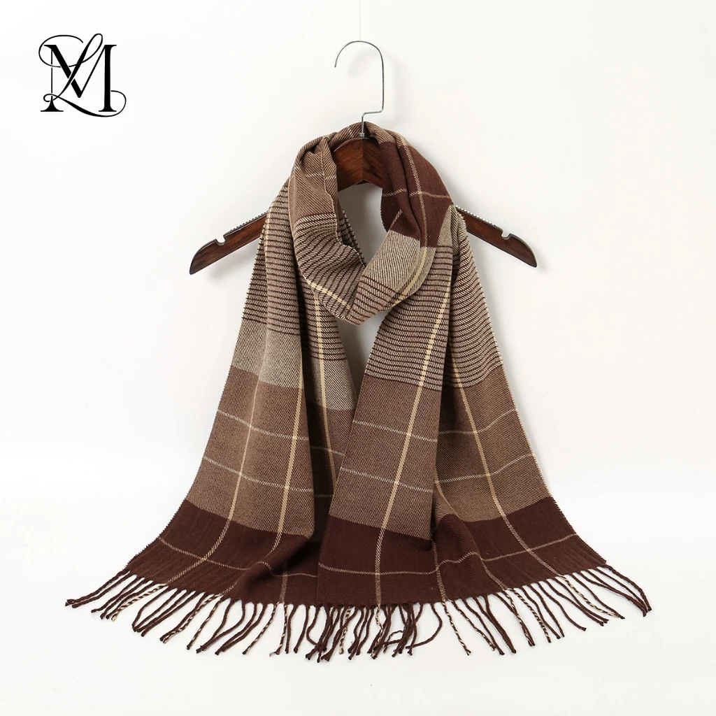Lovosme เรขาคณิตลายสก๊อตแคชเมียร์ผ้าคลุมไหล่ผ้าพันคอฤดูหนาวพู่ Pashmina ผ้าพันคอผ้าคลุมไหล่ผู้หญิง Keep Warm Headscarf
