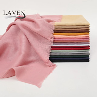 Loveme ธรรมดาผ้าพันคอผ้าฝ้ายนุ่มไม้ไผ่ทอพู่ฮิญาบผ้าพันคอมุสล…