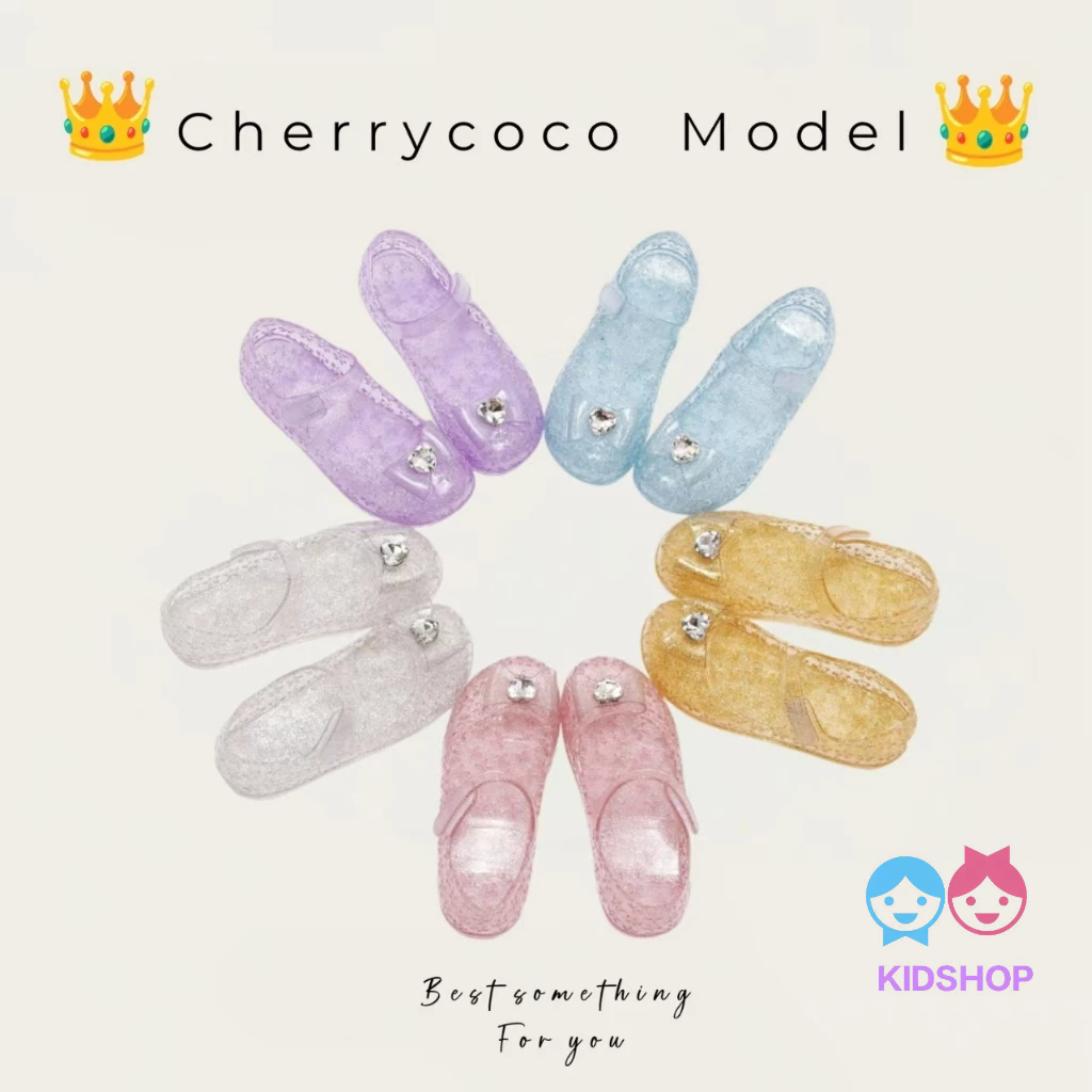 ใหม่เด็กรองเท้าแตะโบว์เยลลี่นุ่มsoled Toe-Covered Velcro Princess Beach