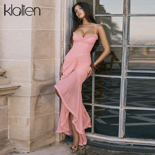 Klalien Ruffles ผ้าพันคอผู้หญิงเซ็กซี่ Backless แขนกุดพู่ลูก…