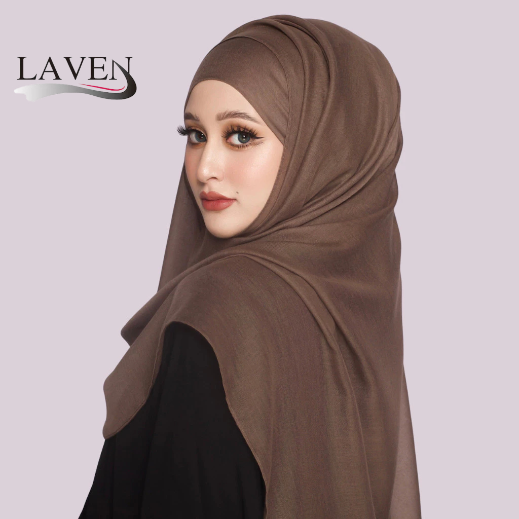 Laven ผ้าพันคอผ้าฝ้ายธรรมดาผ้าคลุมไหล่ยาวนุ่มสบายผ้าพันคอฮิญาบทุกการแข่งขันผ้าคลุมไหล่ผ้าฝ้ายมุสลิมตุง