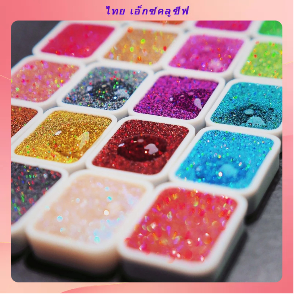เลเซอร์ซุปเปอร์เงาเม็ดสีแข็งผงทองเหลือบแต่งเล็บจิตรกรรมสีน้ําห่อดอกไม้ผสม1มลกล่องรวมกันพกพาสะดวกขายส่ง