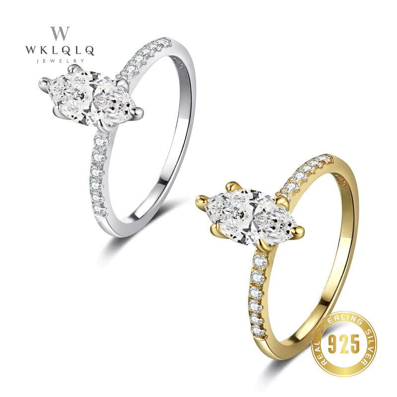 WKLQLQ แหวนเงิน925 รูปทรงม้าตา (CZ) | ดีไซน์สองสี เหมาะสำหรับงานแต่งงาน / ของขวัญพิเศษในวันวาเลนไทน์