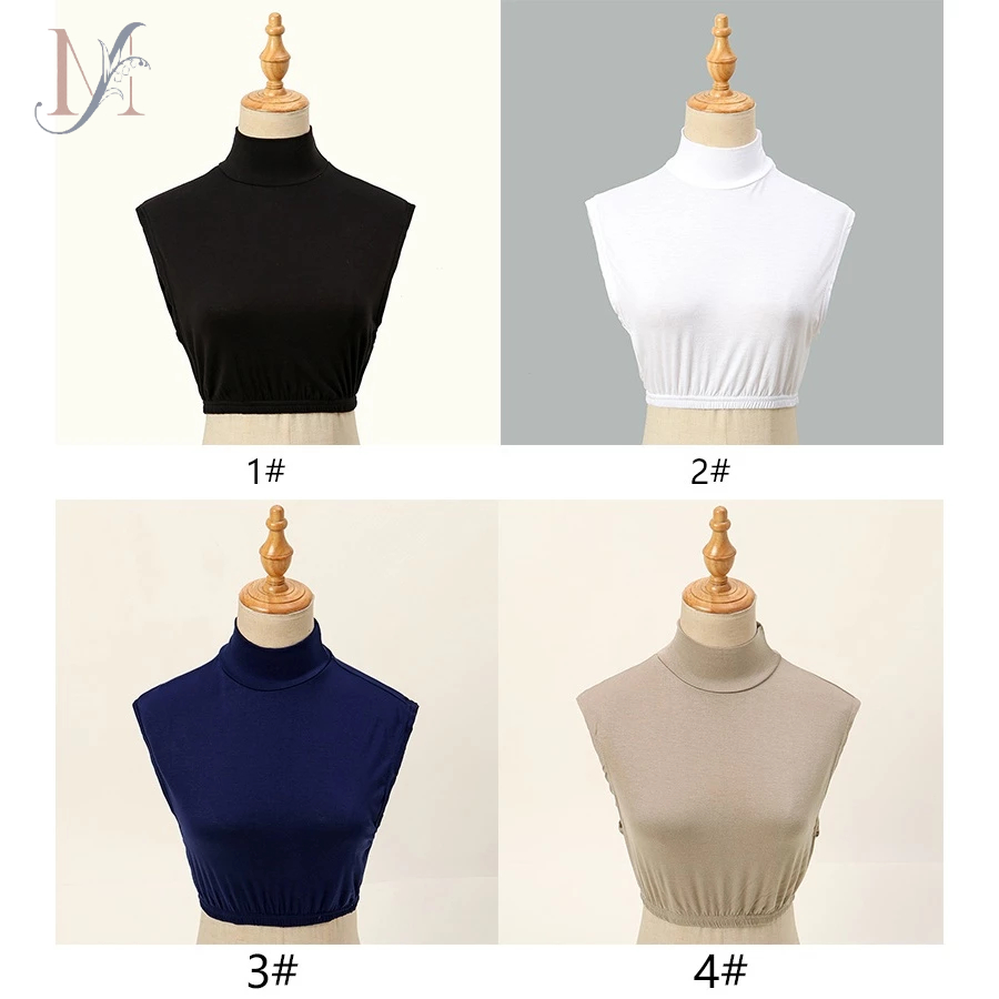 LMLAVEN เสื้อยืดหยุ่นคอผ้าพันคอธรรมดา Jersey ผ้าฝ้ายปลอม Collarerchief เสื้อด้านบนเสื้อผ้าอุปกรณ์เสริม