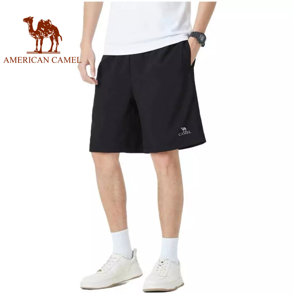 American CAMEL กางเกงขาสั้นผู้ชายฤดูร้อนแห้งเร็วน้ําหนักเบาระบายอากาศหลวมพอดีกางเกงขาสั้นกีฬาลําลอง