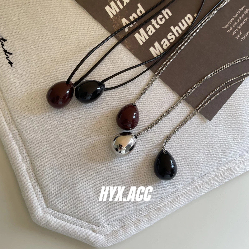 สร้อยคอผู้หญิงแฟชั่น All-Match Minimalistic Water Drops Shape Ball สร้อยคอยาว