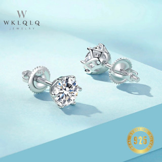 WKLQLQ ต่างหูผู้หญิง เงินแท้ 925 เพชร CZ แวววาว ปลอดภัยไม่แพ…