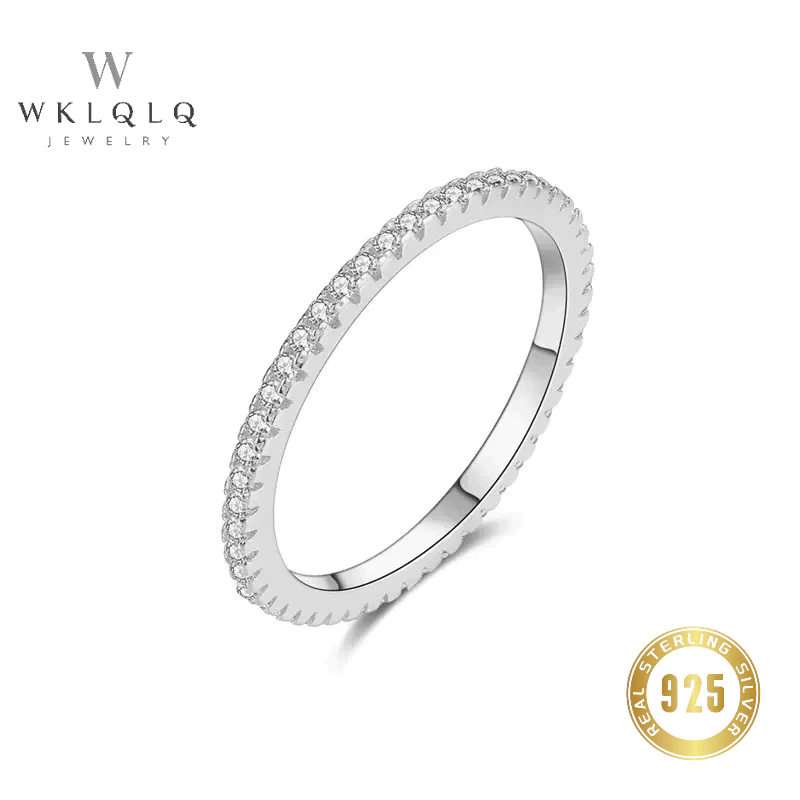 WKLQLQ แหวนเพชรสวิส (CZ) 0.005ct แหวนผู้หญิงสไตล์เกาหลี แหวนเงินแท้ 92.5 แนะนำซ้อนได้