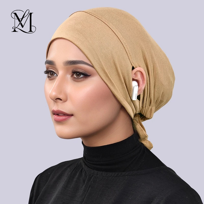 Lovosme พรีเมี่ยมหูหลุมด้านใน Hijab ยืดหยุ่นปรับผ้าฝ้ายนุ่ม Modal Hijab มุสลิมผู้หญิง Instant Hijab