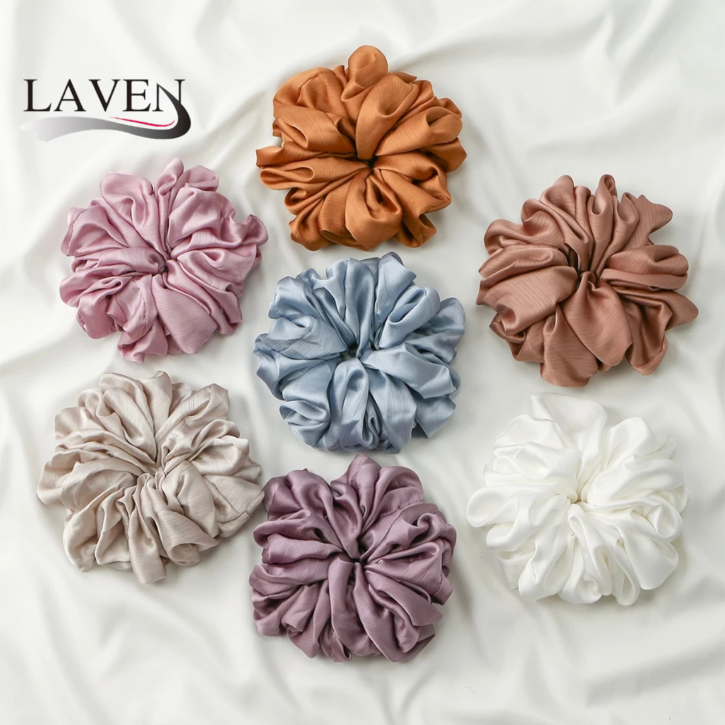 LAVEN ธรรมดายืดหยุ่นผมวง Tie อุปกรณ์เสริมผม Scrunchie ซาตินผ้าไหม Cepol Hijab Oversize Jumbo Hair Tie