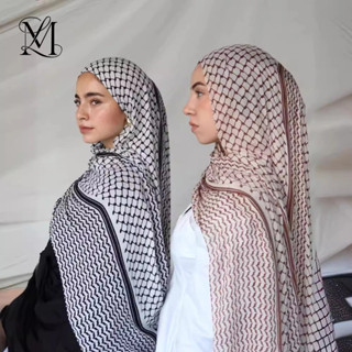 Lovosme พิมพ์ชีฟองฮิญาบผ้าคลุมไหล่ เคฟฟิเยห์ ผ้าพันคอฟองชีฟอ…