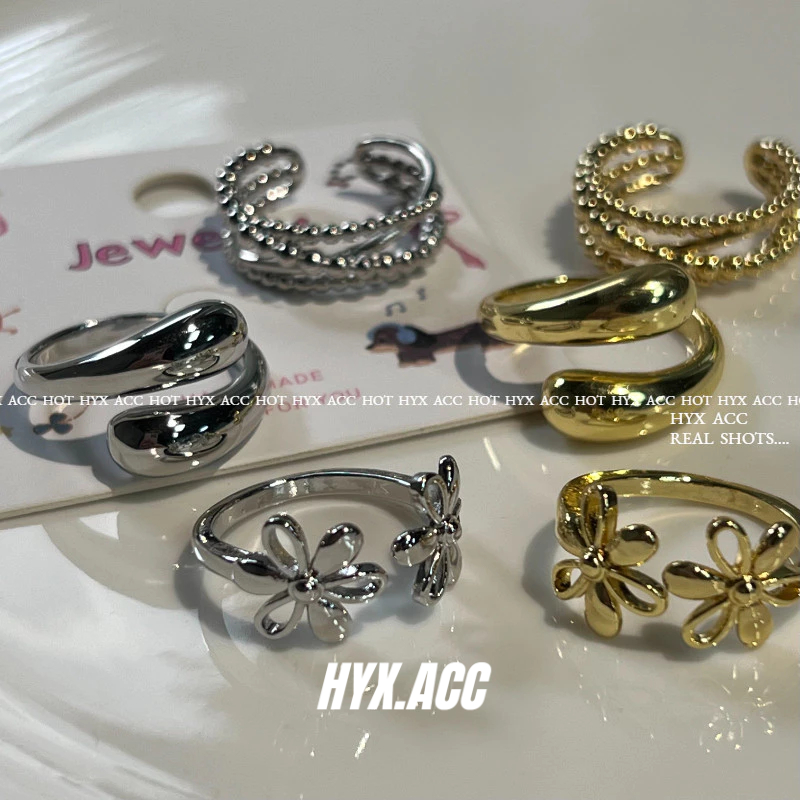 แหวนผู้หญิง Sweet Cool Niche Daisy Ring สไตล์เกาหลีปรับขนาดได้