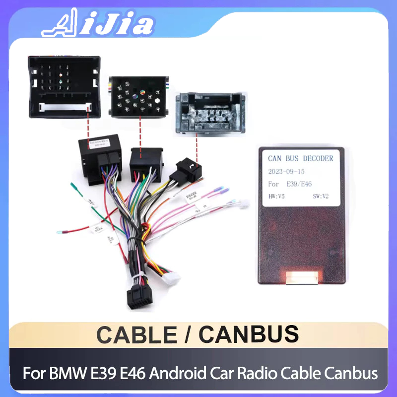 รถอะแดปเตอร์สายเคเบิล Canbus สําหรับ BMW E39 E46 E53 สายรัดสายไฟวิทยุรถยนต์ 1995-2005 16 PIN Android สายไฟรถ DVD Media สเตอริโอเสียง