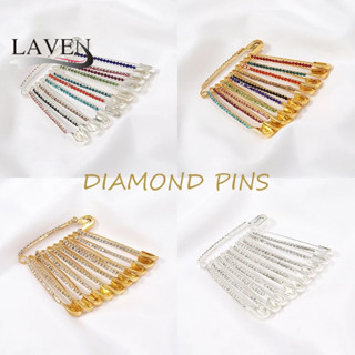 ลาเวน 11ชิ้น/ถุงเพชรฮิญาบผ้าพันคอ หมุด อุปกรณ์มุสลิมความปลอด…