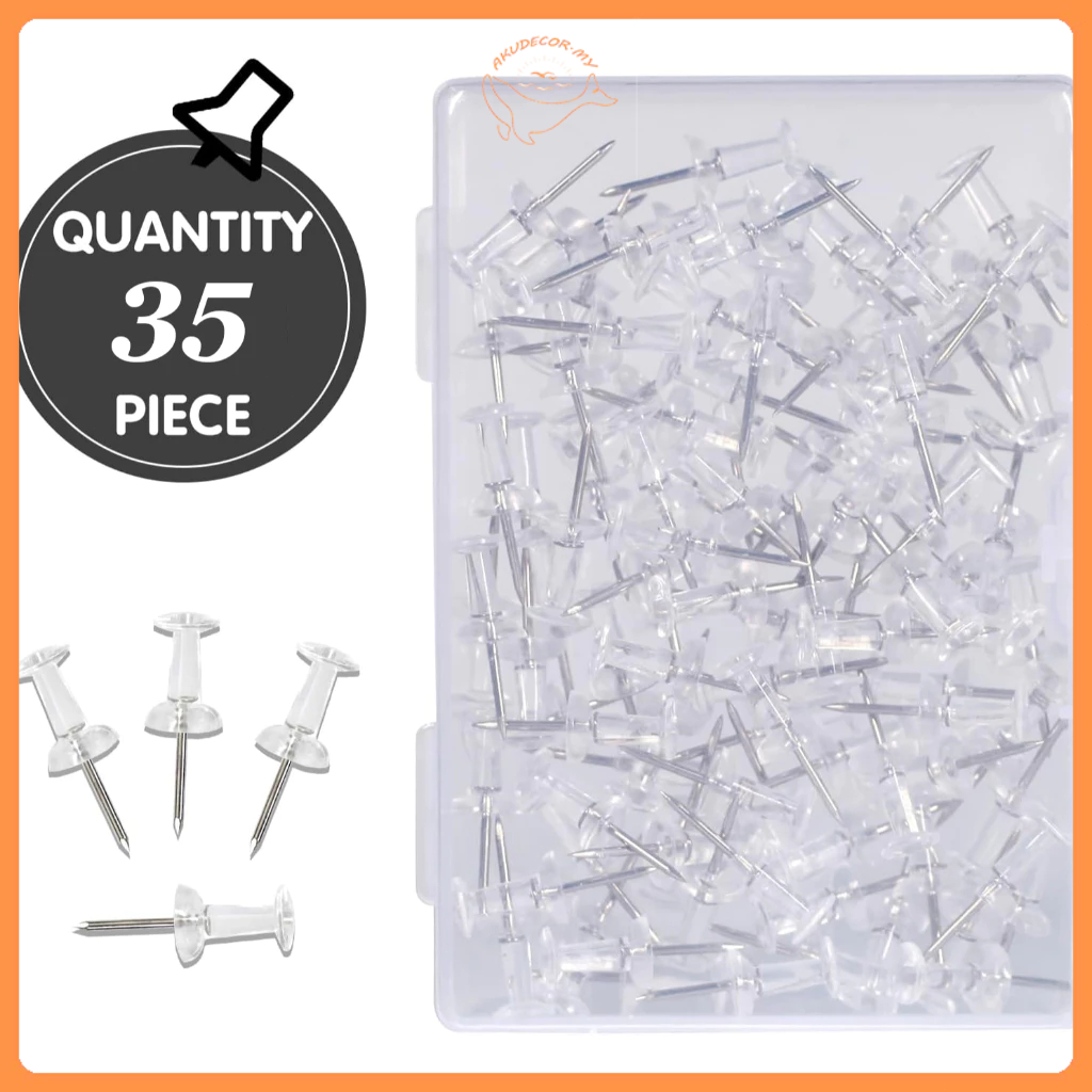 30 ชิ้น Clear Thumb Tacks สําหรับผนังหัวพลาสติกใส Thumbtacks เหล็กจุด Push Pins สําหรับ Bulletin Board Corkboard แผนที่ปฏิทิน Photo Home และ Craft โครงการ
