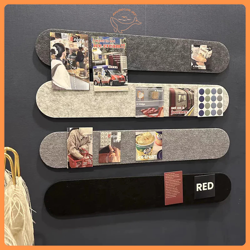 8 ชิ้นสี่เหลี่ยมผืนผ้า Felt Cork Board บาร์แถบ 5 * 30 ซม. 35 Pushpins Self-Adhesive Bulletin Board แถบสําหรับ Home Wall Decor สติกเกอร์ Memos ตารางภาพจอแสดงผล